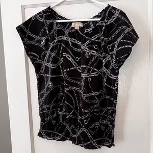 Michael Kors blouse black gray chain pattern size M